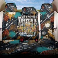 Beer Lovers United Brew Mode On Back Car Seat Cover Retro Comic Beer Characters Clinking Glasses