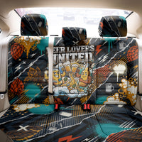 Beer Lovers United Brew Mode On Back Car Seat Cover Retro Comic Beer Characters Clinking Glasses