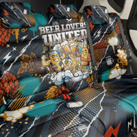 Beer Lovers United Brew Mode On Back Car Seat Cover Retro Comic Beer Characters Clinking Glasses