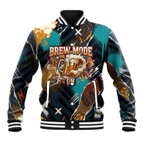Beer Lovers United Brew Mode On Baseball Jacket Retro Comic Beer Characters Clinking Glasses