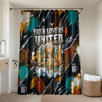 Beer Lovers United Brew Mode On Bathroom Set Retro Comic Beer Characters Clinking Glasses