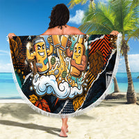 Beer Lovers United Brew Mode On Beach Blanket Retro Comic Beer Characters Clinking Glasses