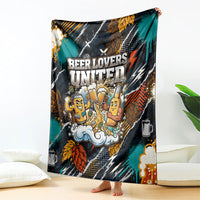 Beer Lovers United Brew Mode On Blanket Retro Comic Beer Characters Clinking Glasses