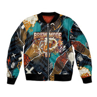 Beer Lovers United Brew Mode On Bomber Jacket Retro Comic Beer Characters Clinking Glasses