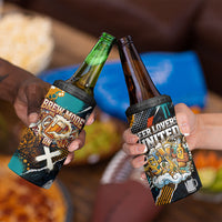 Beer Lovers United Brew Mode On 4 in 1 Can Cooler Tumbler Retro Comic Beer Characters Clinking Glasses