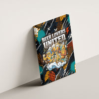 Beer Lovers United Brew Mode On Canvas Wall Art Retro Comic Beer Characters Clinking Glasses