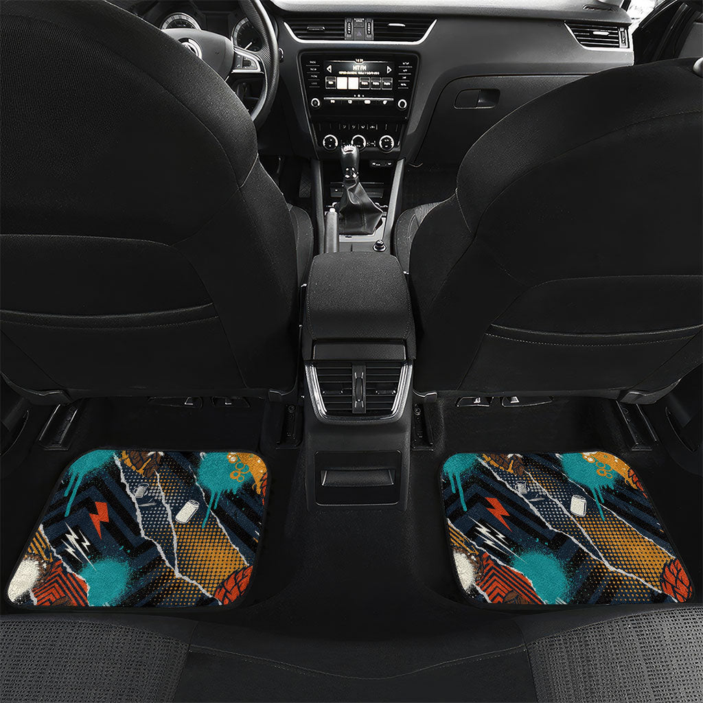 Beer Lovers United Brew Mode On Car Mats Retro Comic Beer Characters Clinking Glasses