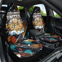 Beer Lovers United Brew Mode On Car Seat Cover Retro Comic Beer Characters Clinking Glasses