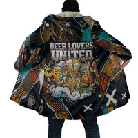 Beer Lovers United Brew Mode On Cloak Retro Comic Beer Characters Clinking Glasses