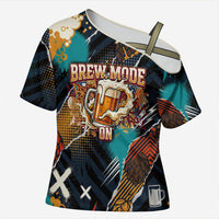 Beer Lovers United Brew Mode On Cross Shoulder Shirt Retro Comic Beer Characters Clinking Glasses