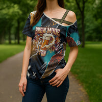 Beer Lovers United Brew Mode On Cross Shoulder Shirt Retro Comic Beer Characters Clinking Glasses