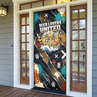 Beer Lovers United Brew Mode On Door Cover Retro Comic Beer Characters Clinking Glasses