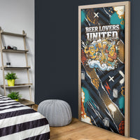 Beer Lovers United Brew Mode On Door Cover Retro Comic Beer Characters Clinking Glasses