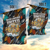 Beer Lovers United Brew Mode On Garden Flag Retro Comic Beer Characters Clinking Glasses