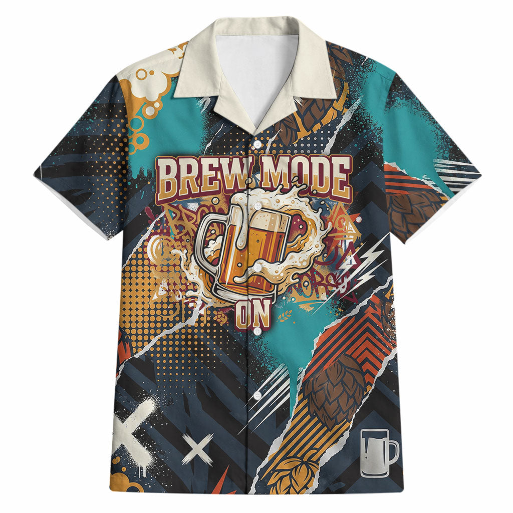 Beer Lovers United Brew Mode On Hawaiian Shirt Retro Comic Beer Characters Clinking Glasses