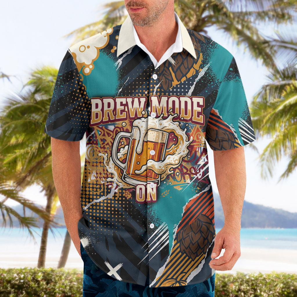Beer Lovers United Brew Mode On Hawaiian Shirt Retro Comic Beer Characters Clinking Glasses