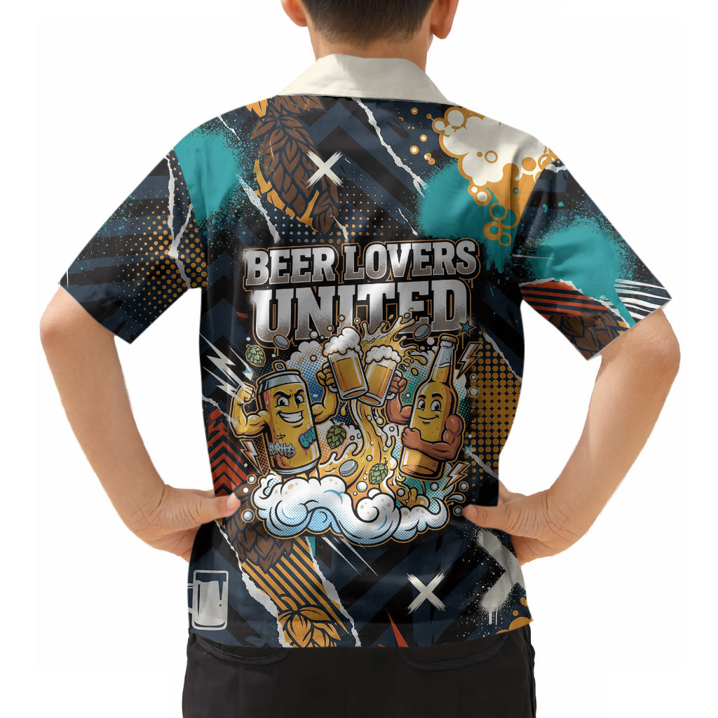 Beer Lovers United Brew Mode On Hawaiian Shirt Retro Comic Beer Characters Clinking Glasses