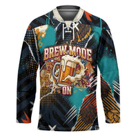 Beer Lovers United Brew Mode On Hockey Jersey Retro Comic Beer Characters Clinking Glasses