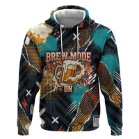 Beer Lovers United Brew Mode On Hoodie Retro Comic Beer Characters Clinking Glasses