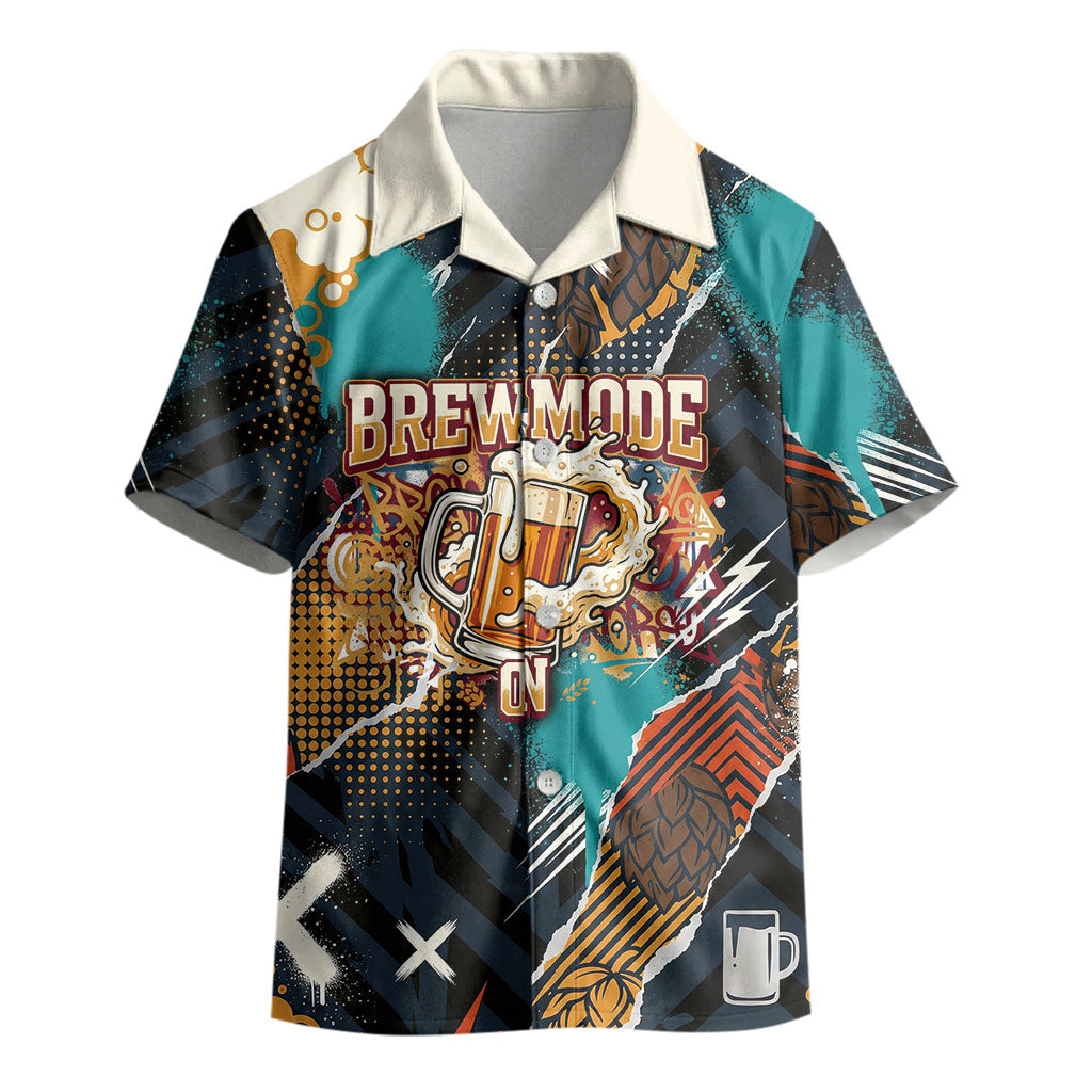 Beer Lovers United Brew Mode On Kid Hawaiian Shirt Retro Comic Beer Characters Clinking Glasses