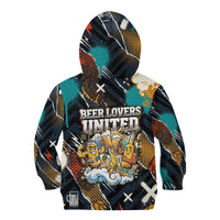 Beer Lovers United Brew Mode On Kid Hoodie Retro Comic Beer Characters Clinking Glasses