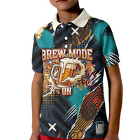Beer Lovers United Brew Mode On Kid Polo Shirt Retro Comic Beer Characters Clinking Glasses