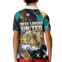 Beer Lovers United Brew Mode On Kid Polo Shirt Retro Comic Beer Characters Clinking Glasses