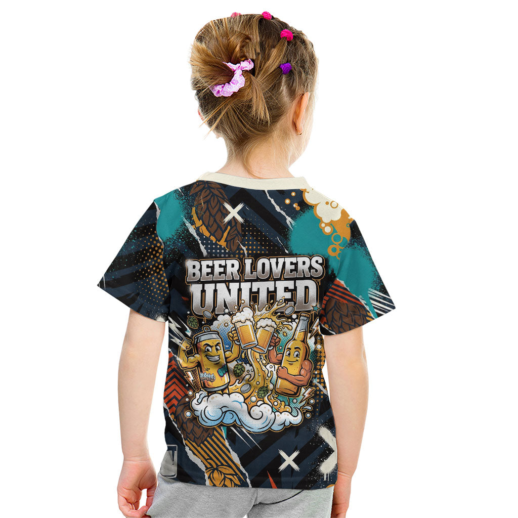 Beer Lovers United Brew Mode On Kid T Shirt Retro Comic Beer Characters Clinking Glasses