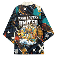 Beer Lovers United Brew Mode On Kimono Retro Comic Beer Characters Clinking Glasses