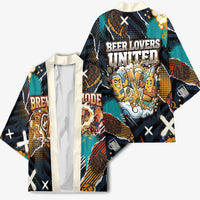 Beer Lovers United Brew Mode On Kimono Retro Comic Beer Characters Clinking Glasses