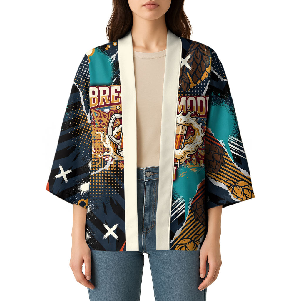 Beer Lovers United Brew Mode On Kimono Retro Comic Beer Characters Clinking Glasses
