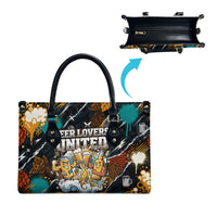 Beer Lovers United Brew Mode On Leather Bag Retro Comic Beer Characters Clinking Glasses