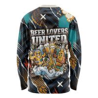 Beer Lovers United Brew Mode On Long Sleeve Shirt Retro Comic Beer Characters Clinking Glasses