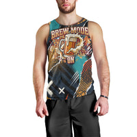Beer Lovers United Brew Mode On Men Tank Top Retro Comic Beer Characters Clinking Glasses