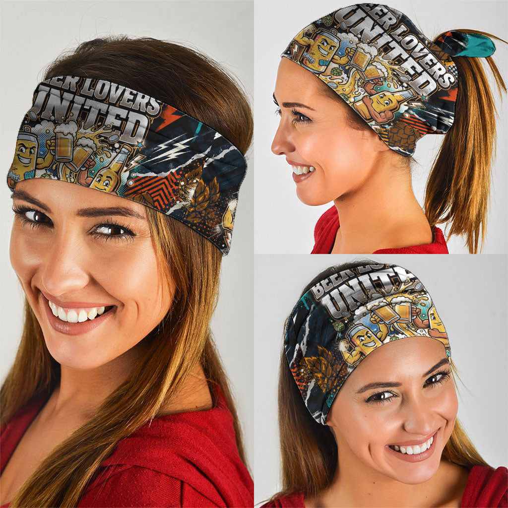 Beer Lovers United Brew Mode On Neck Gaiter Retro Comic Beer Characters Clinking Glasses