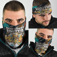 Beer Lovers United Brew Mode On Neck Gaiter Retro Comic Beer Characters Clinking Glasses