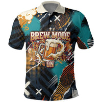 Beer Lovers United Brew Mode On Polo Shirt Retro Comic Beer Characters Clinking Glasses