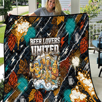Beer Lovers United Brew Mode On Quilt Retro Comic Beer Characters Clinking Glasses