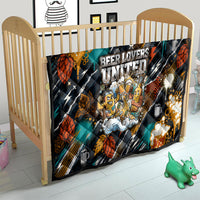 Beer Lovers United Brew Mode On Quilt Retro Comic Beer Characters Clinking Glasses