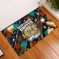 Beer Lovers United Brew Mode On Rubber Doormat Retro Comic Beer Characters Clinking Glasses