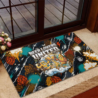 Beer Lovers United Brew Mode On Rubber Doormat Retro Comic Beer Characters Clinking Glasses