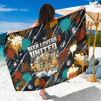 Beer Lovers United Brew Mode On Sarong Retro Comic Beer Characters Clinking Glasses