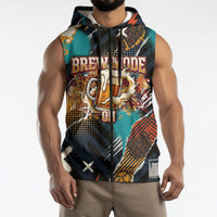Beer Lovers United Brew Mode On Sleeveless Zip Hoodie Retro Comic Beer Characters Clinking Glasses