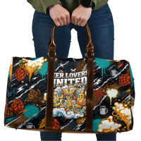 Beer Lovers United Brew Mode On Travel Bag Retro Comic Beer Characters Clinking Glasses