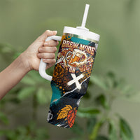 Beer Lovers United Brew Mode On Tumbler With Handle Retro Comic Beer Characters Clinking Glasses