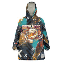 Beer Lovers United Brew Mode On Wearable Blanket Hoodie Retro Comic Beer Characters Clinking Glasses
