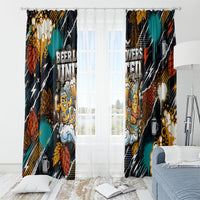Beer Lovers United Brew Mode On Window Curtain Retro Comic Beer Characters Clinking Glasses