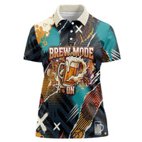 Beer Lovers United Brew Mode On Women Polo Shirt Retro Comic Beer Characters Clinking Glasses