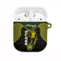 Personalized Brazil Football AirPods Case Gothic Skull Skeleton Mascot Flaming Soccer Ball