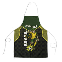 Personalized Brazil Football Apron Gothic Skull Skeleton Mascot Flaming Soccer Ball